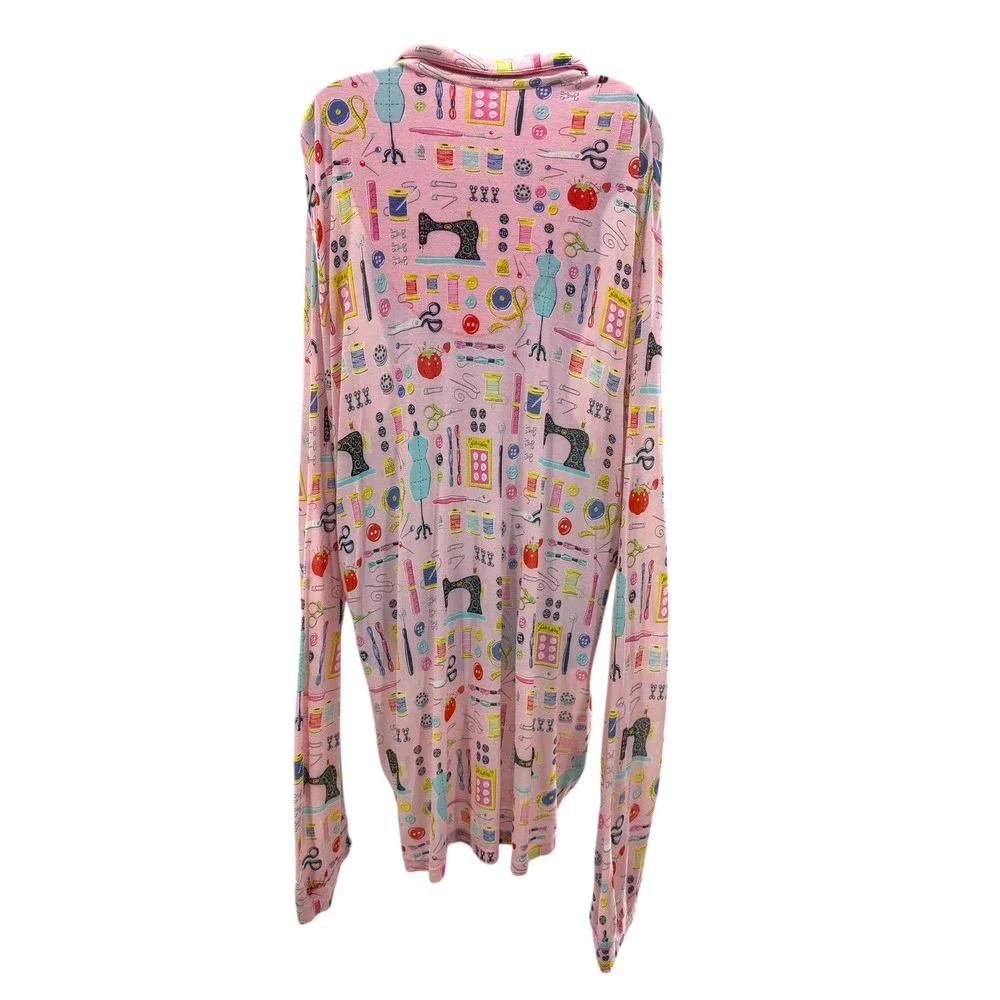 Nick &‎ Nora Sleepwear Women's XL Pink Sewing Machine Pajama Top